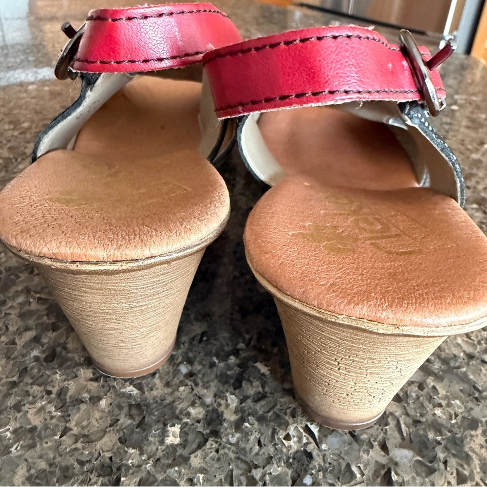 New Rieker Retro Rockabilly wedge peep toe shoes size 8.5 - Picture 3 of 6